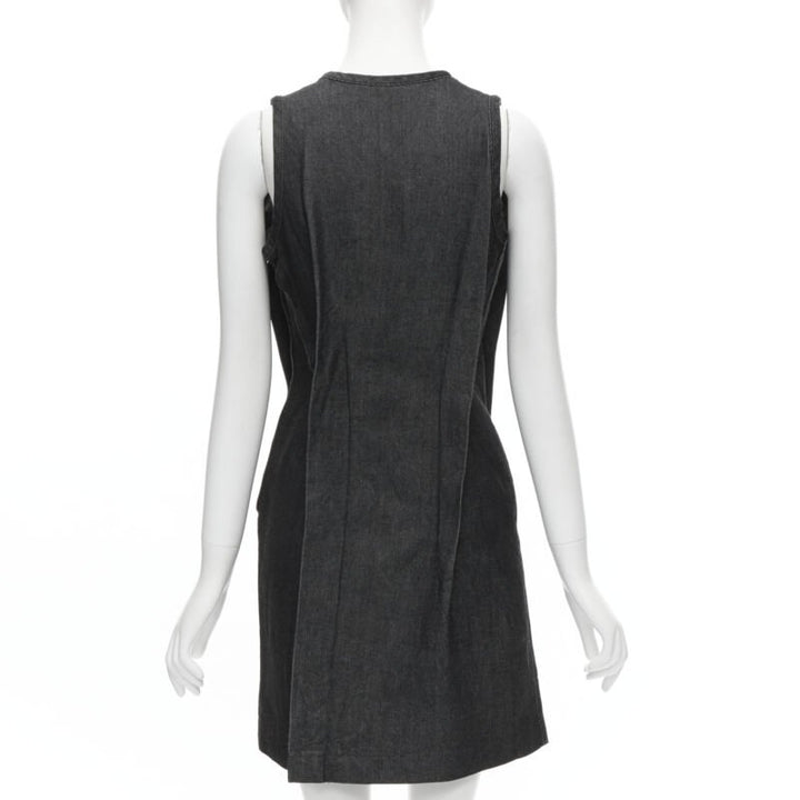 vintage COMME DES GARCONS 1991 dark indigo washed denim pinched seam dress S