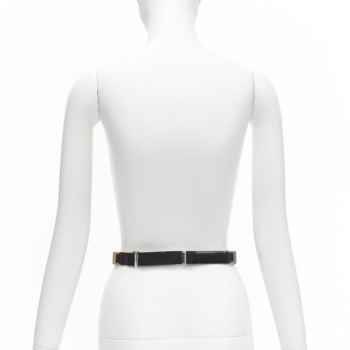 TOGA ARCHIVES silver mirrored acrylic tiles black leather elasticated belt