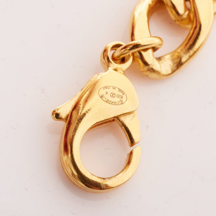 rare CHANEL B20K green pink red gripoix gold CC logo byzantine princess necklace