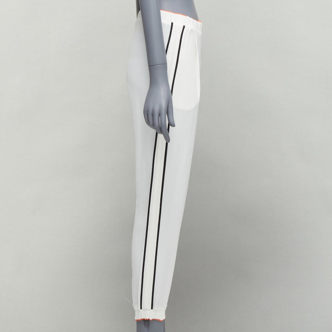 FENDI white silky black orange trims casual jogger pants IT36 XXS