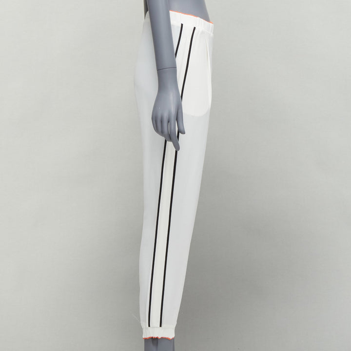 FENDI white silky black orange trims casual jogger pants IT36 XXS