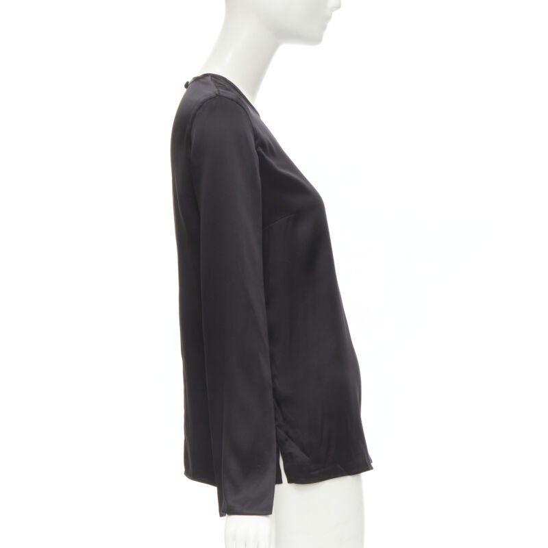 GIVENCHY 2015 Riccardo Tisci 100% silk black cape slit sleeve top FR34 XS