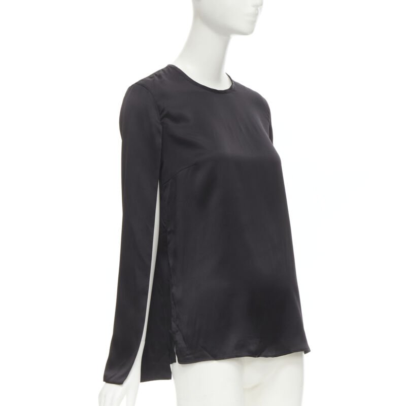 GIVENCHY 2015 Riccardo Tisci 100% silk black cape slit sleeve top FR34 XS