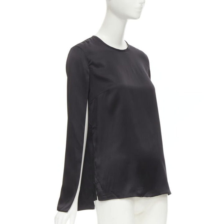 GIVENCHY 2015 Riccardo Tisci 100% silk black cape slit sleeve top FR34 XS