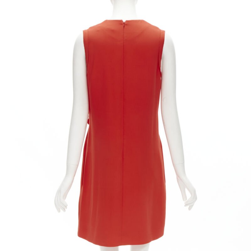 VVB VICTORIA BECKHAM red polyester crepe knot detail cocktail dress UK8 S
