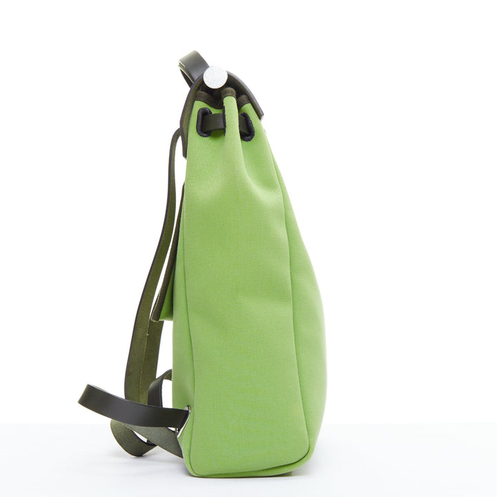 rare HERMES Herbag A Dos Vert Criquet green black canvas palladium backpack