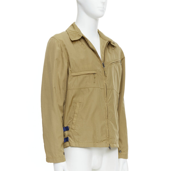 THE NORTH FACE khaki nylon blue trims black logo windbreaker jacket XS