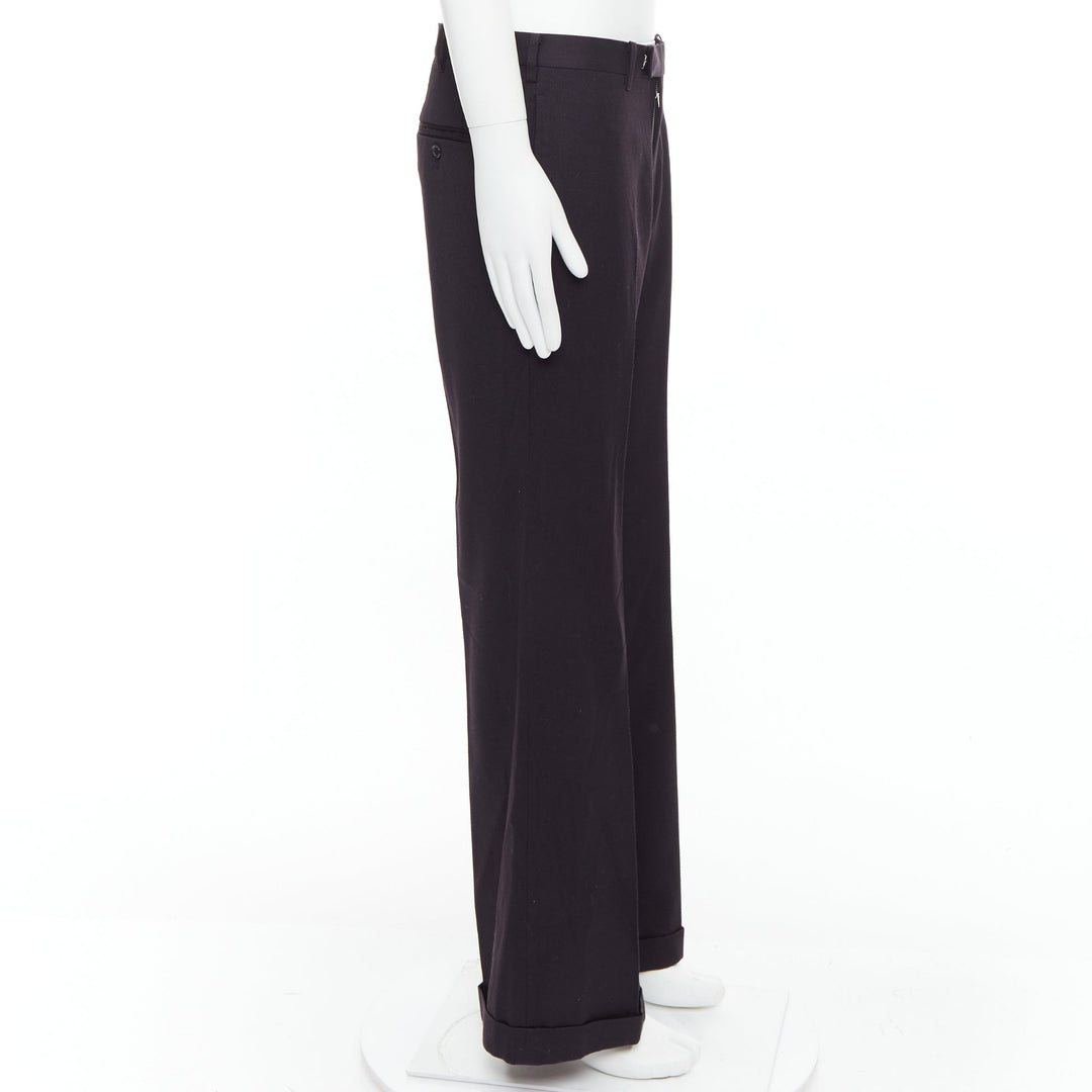 YOHJI YAMAMOTO Y's dark brown wool cotton blend wide pants JP4 XL