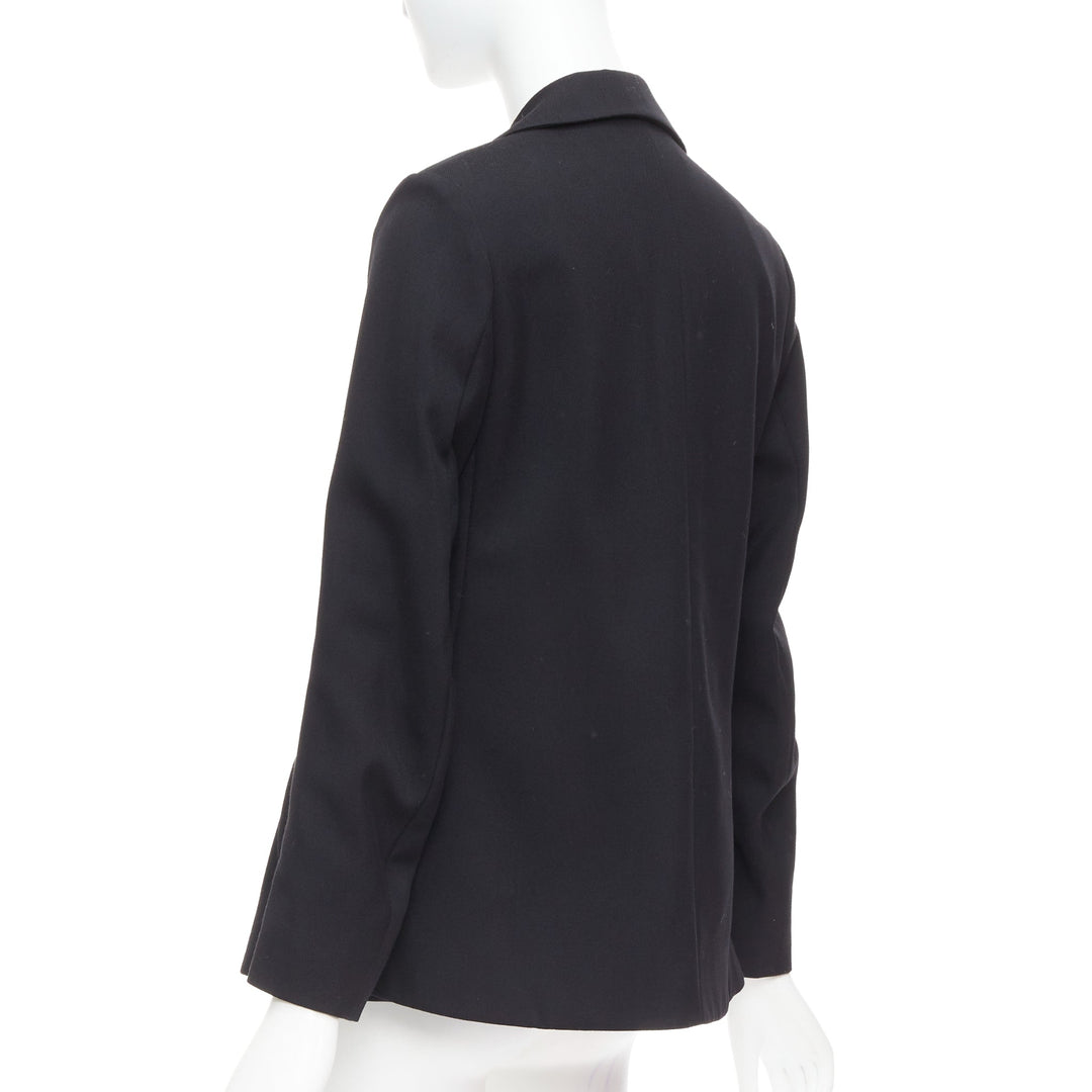 YVES SAINT LAURENT 2010 black wool blend deconstructed blazer FR36 S