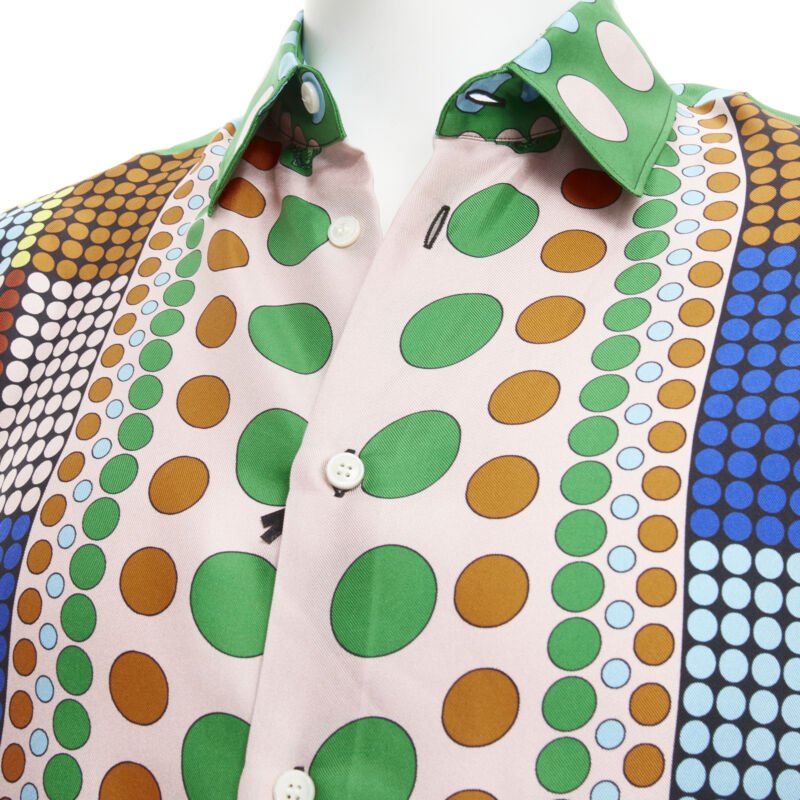 VERSACE 2021 Runway Tresor De La Mer Pop Dot 100% silk Medusa shirt EU37 XS