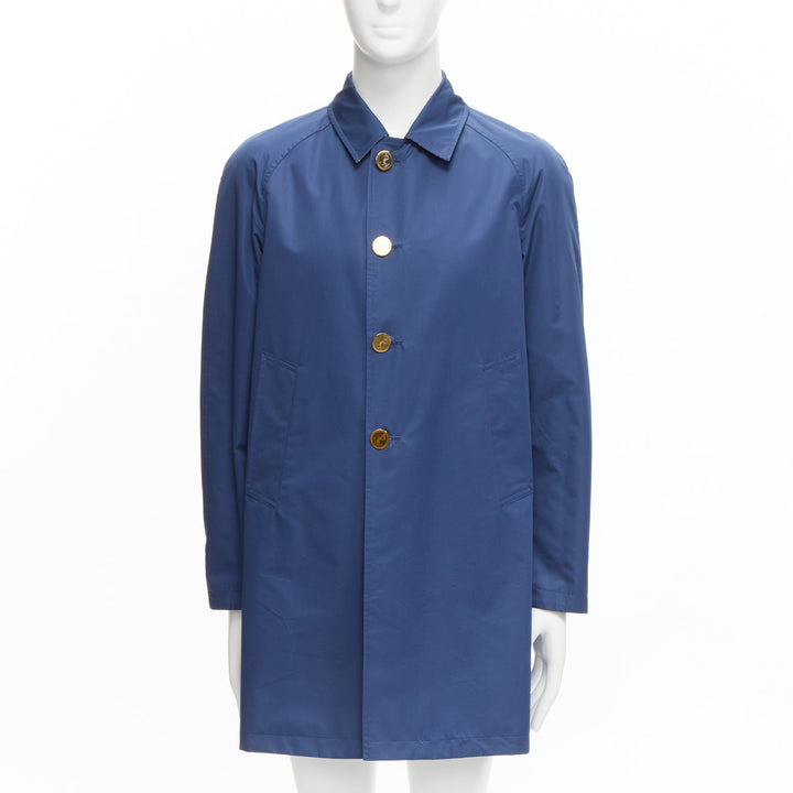 THOM BROWNE Reversible navy blue  classic check gold buttons overcoat JP2 M