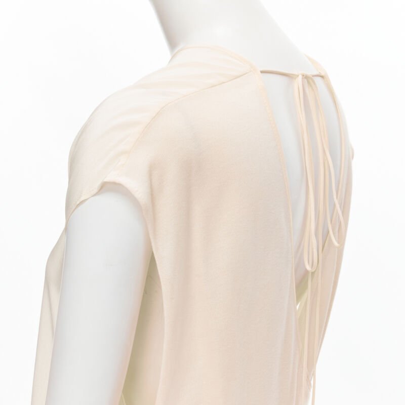 THE ROW ivory cream mixed silk modal knit wrap tie back tunic vest XS