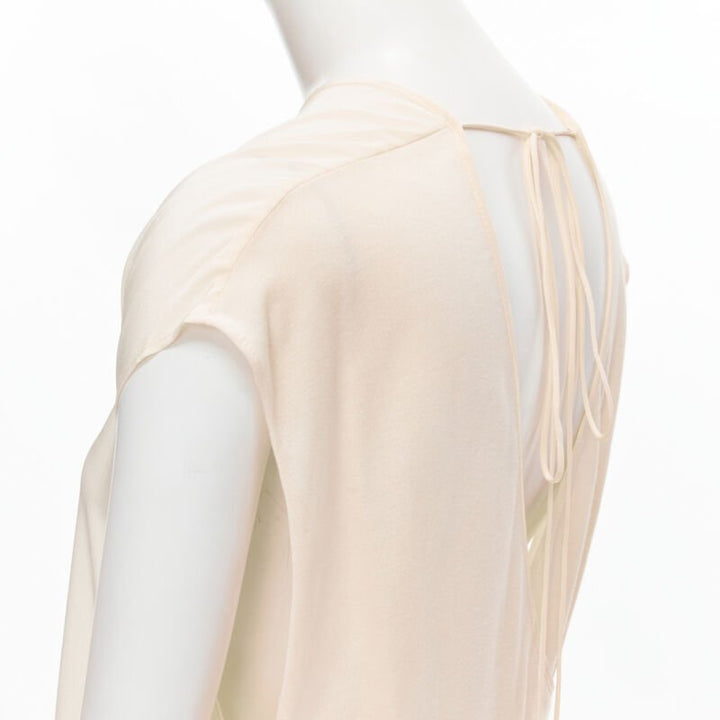 THE ROW ivory cream mixed silk modal knit wrap tie back tunic vest XS