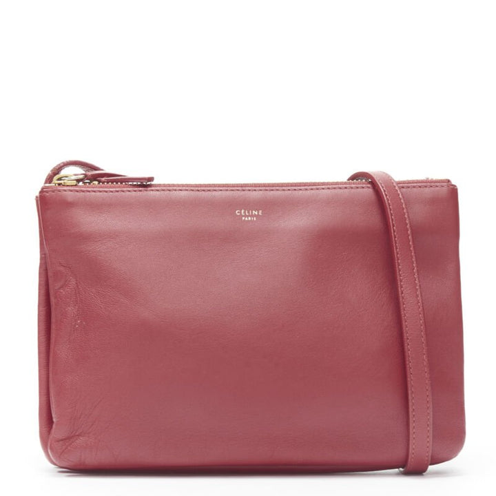 OLD CELINE Phoebe Philo Trio red gold zip triple snap pouch crossbody bag