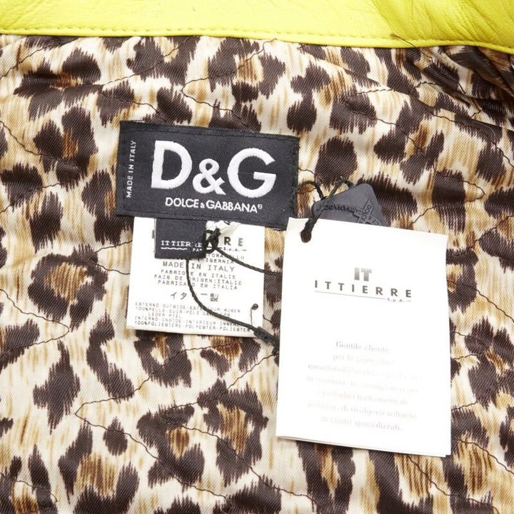 D&G DOLCE GABBANA Vintage 2001 yellow Modern Beauty rock leather biker IT38 XS