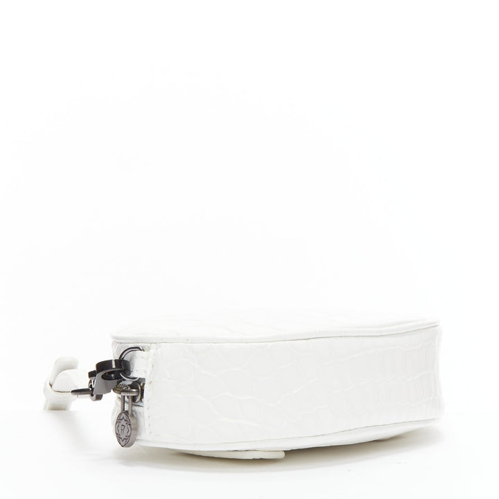 FERIDA YANG Emma white matte scaled leather oval crossbody belt bag