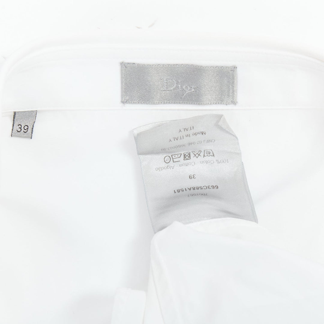 DIOR white 100% cotton shoulder darts plain dress shirt EU39 M