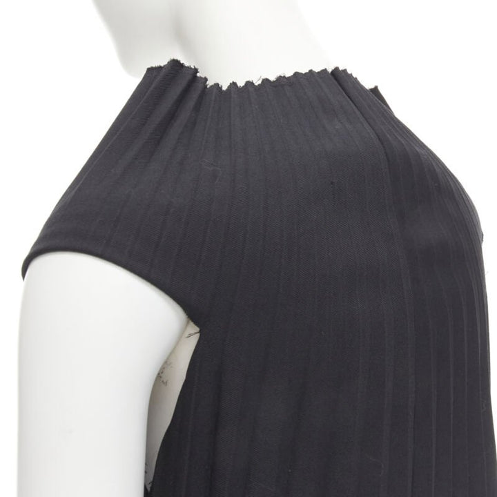 runway JUNYA WATANABE 1998 black Accordion raw edge deconstructed dress S