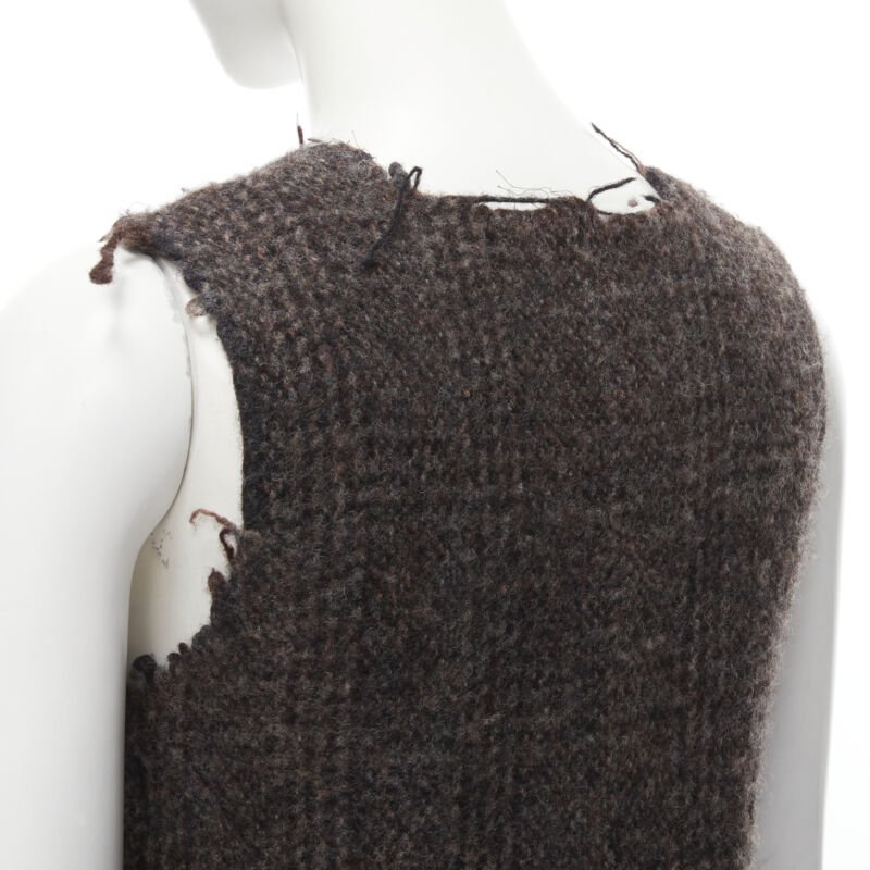 COMME DES GARCONS Vintage 1994 boiled wool tweed raw frayed edge midi dress M