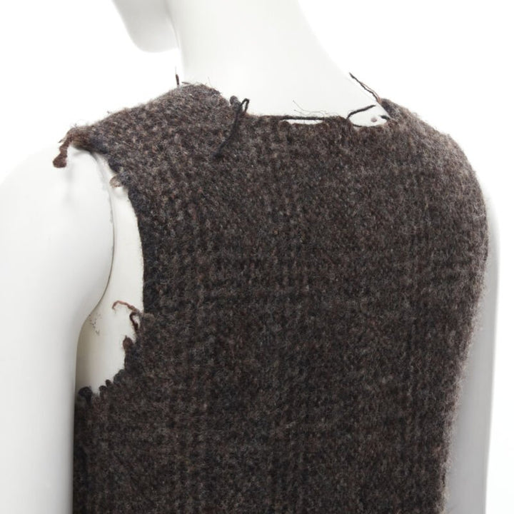 COMME DES GARCONS Vintage 1994 boiled wool tweed raw frayed edge midi dress M