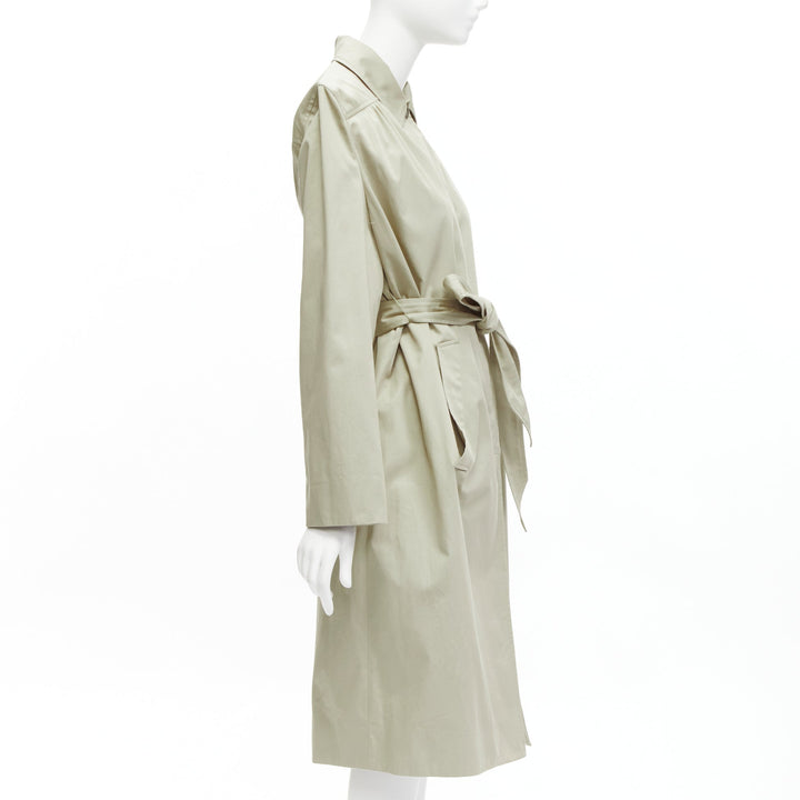 BALENCIAGA Demna 2017 Runway boxy oversized shoulder belted trench coat FR34 XS