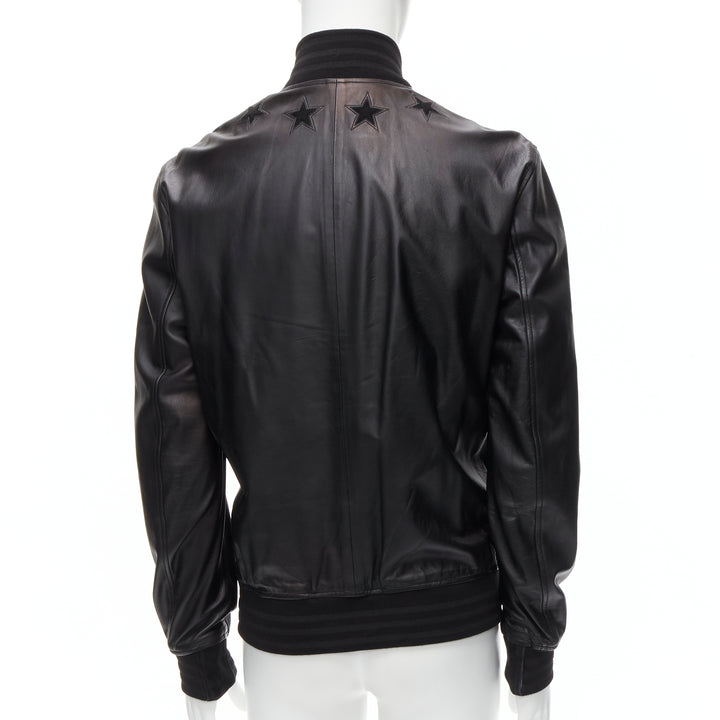 GIVENCHY Riccardo Tisci black signature stars lambskin leather bomber EU48 M