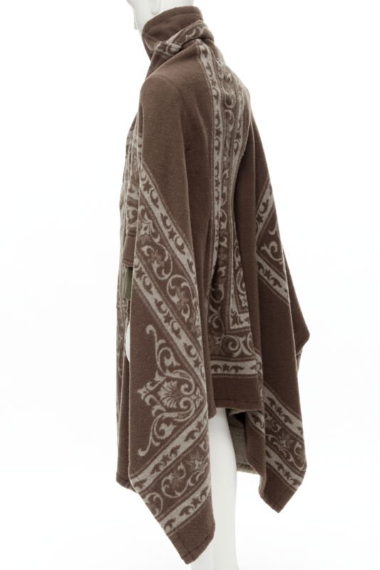 rare COMME DES GARCONS 2009 Runway brown ethnic wool cashmere blanket cocoon M