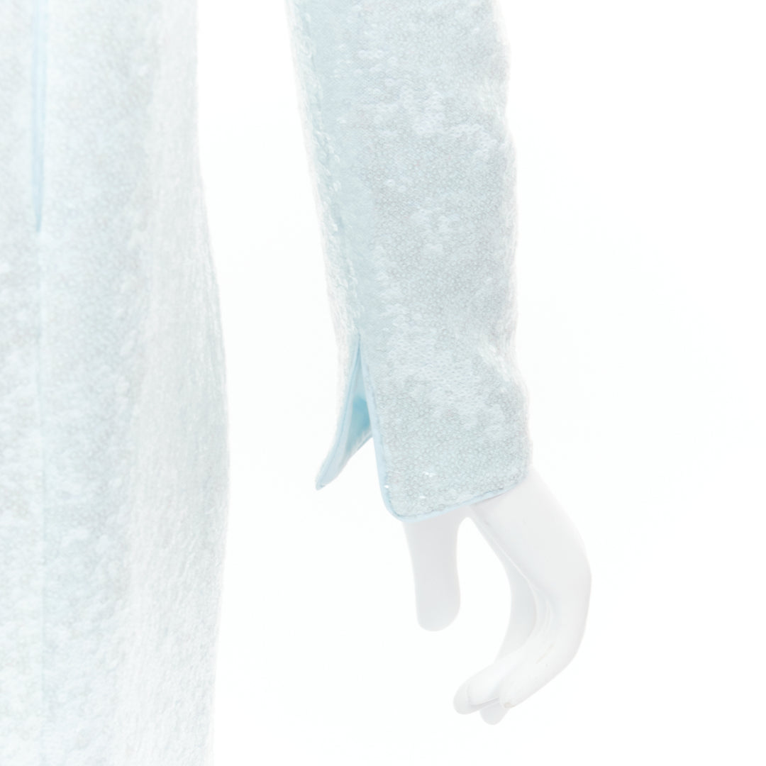 16ARLINGTON Vida light blue sequins high neck long sleeves cocktail dress UK6 XS