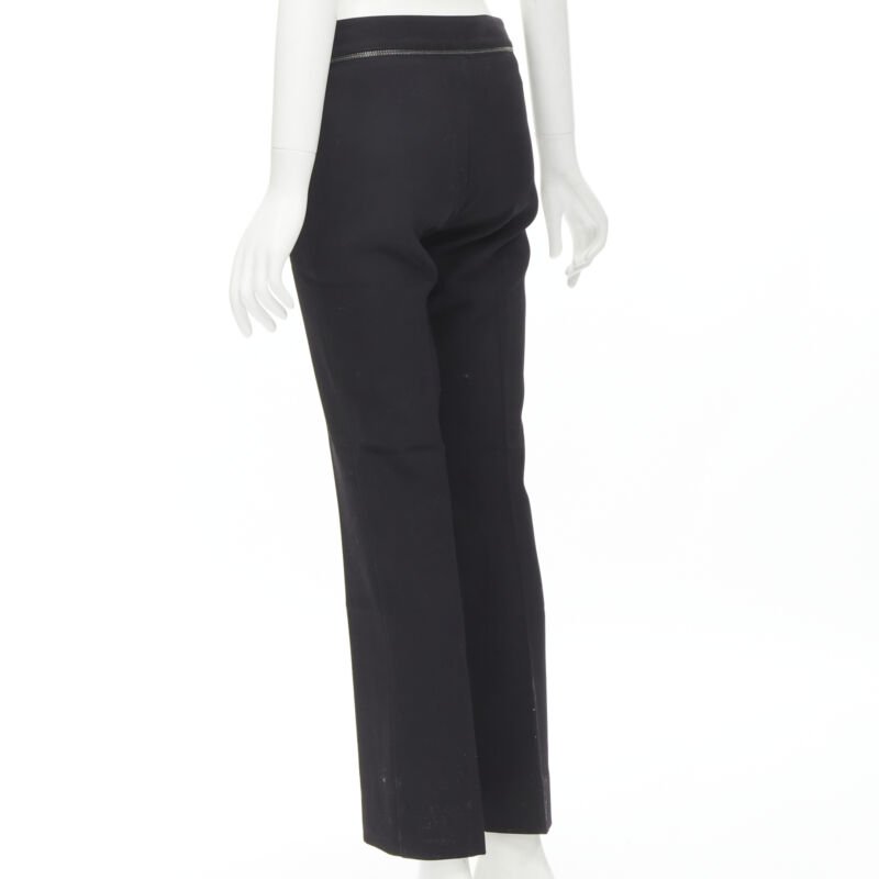 GUCCI black viscose silver waist trim straight leg trousers IT38 XS