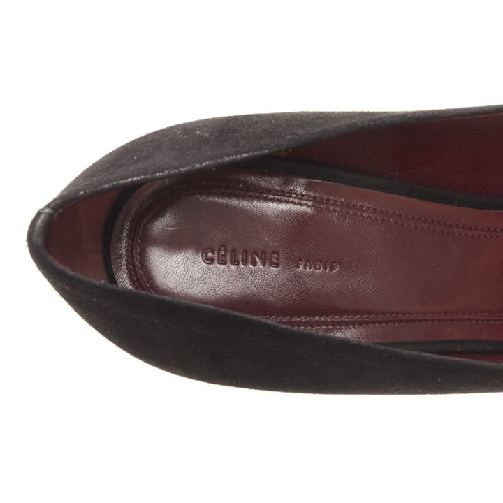 OLD CELINE PHOEBE PHILO black suede leather point tie pigalle stiletto pump EU38