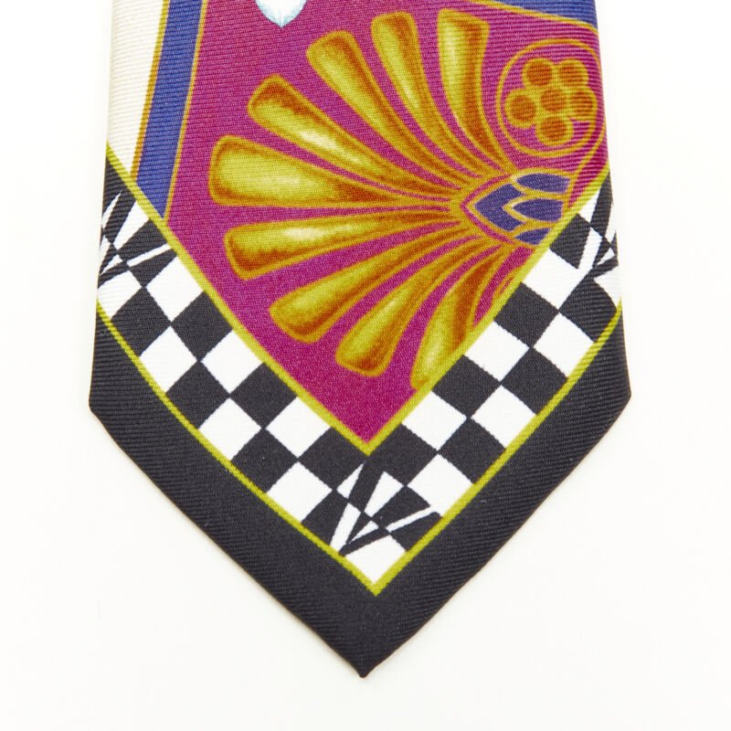 VERSACE Pop Temple Vintage Tribute print silk tie ICR7001 A236195 A7000
