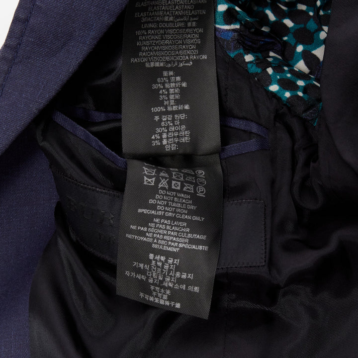 BURBERRY PRORSUM navy coated linen single breasted blazer jacket IT44 XS