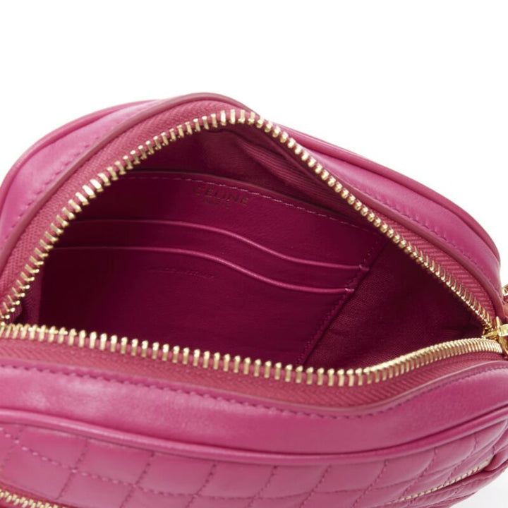 CELINE Hedi Slimane 2019 C Charm pink quilted small crossbody camera bag