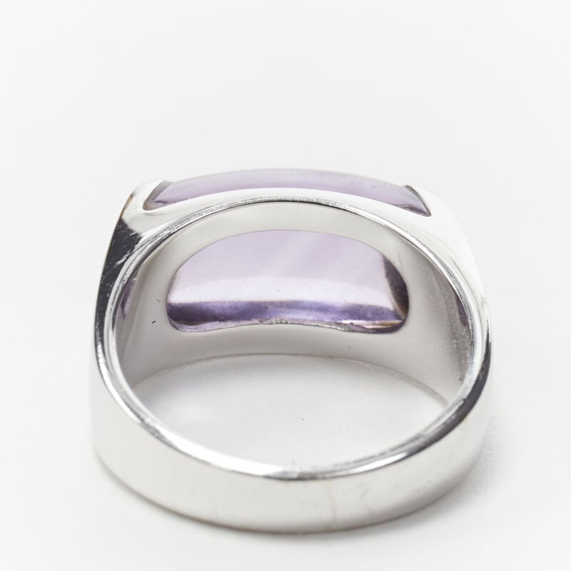 vintage BVLGARI JEWELLERY Amethyst stone silver curved ring