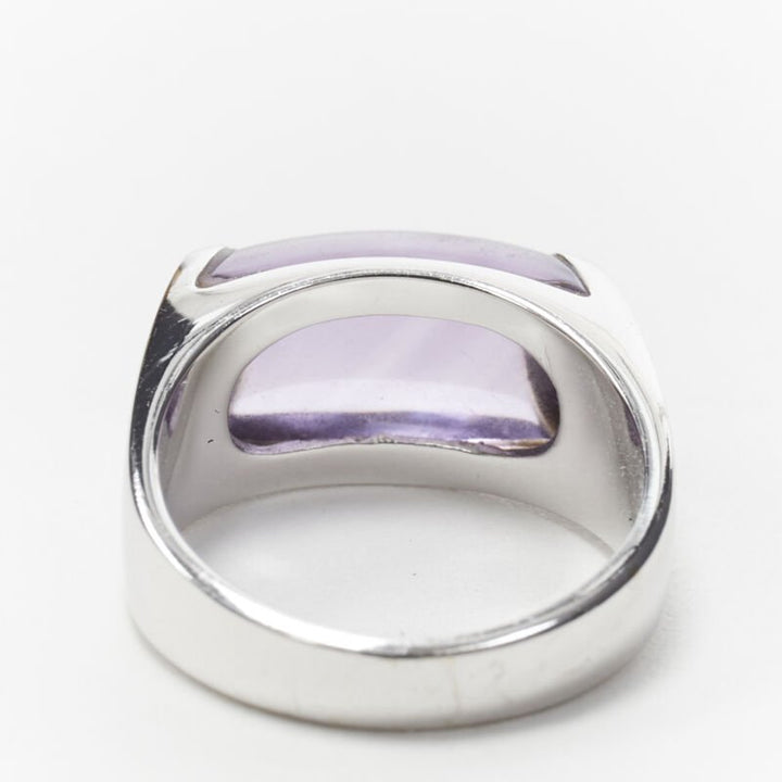 vintage BVLGARI JEWELLERY Amethyst stone silver curved ring