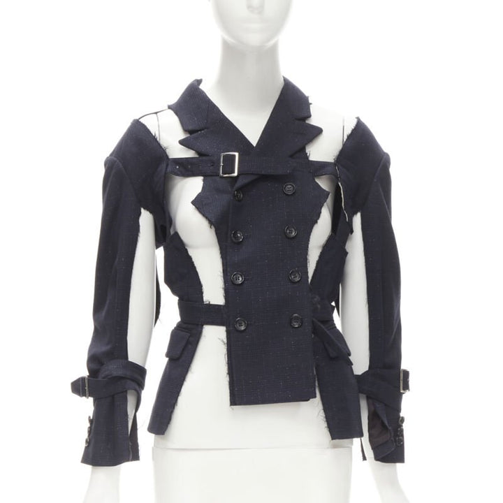rare COMME DES GARCONS 2008 Bad Taste Runway navy deconstructed jacket  S