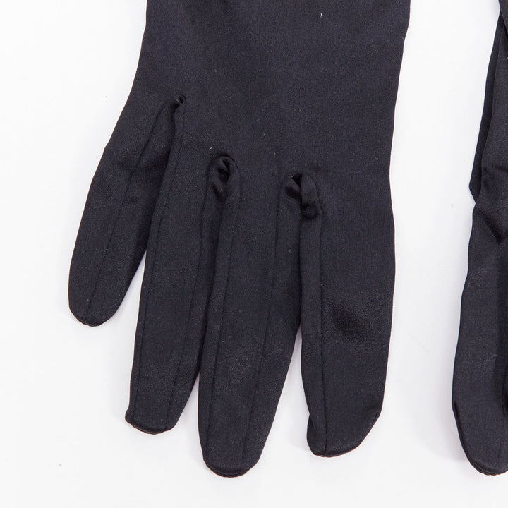 GIORGIO ARMANI black satin white cuff short evening gloves
