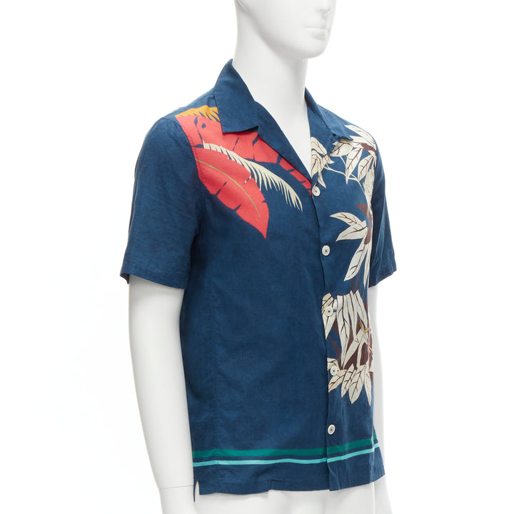 VALENTINO 100% cotton blue Hawaiian floral print button down shirt EU37 XS