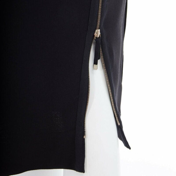 VICTORIA BECKHAM black silk wool lacquared fabric trimmed side pencil skirt 25"