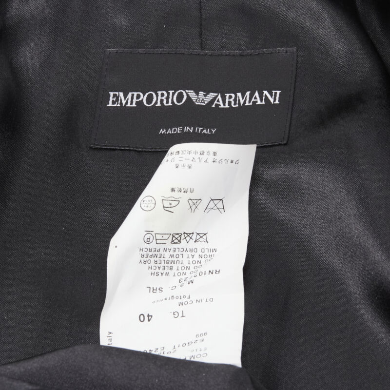 EMPORIO ARMANI black lace jewel cut buttons fitted blazer IT40 S