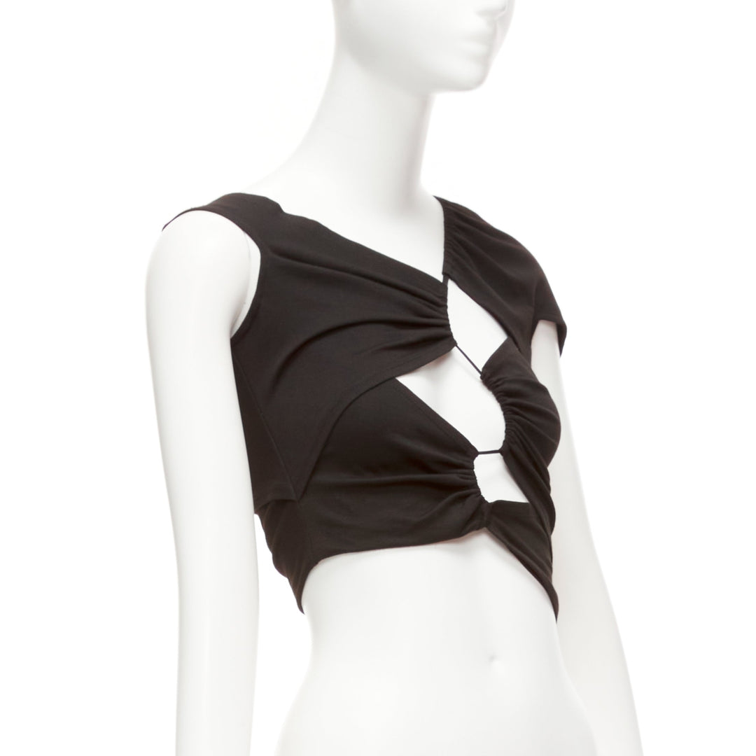 SID NEIGUM Tension black viscose blend cut out asymmetric crop top XS
