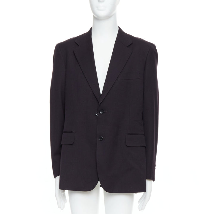 YOHJI YAMAMOTO Y's black wool cotton twill flap pocket blazer JP3 L