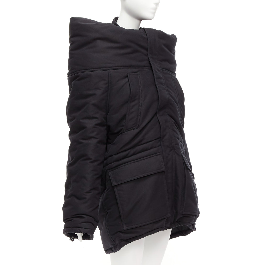 rare BALENCIAGA Demna 2021 Runway CB Parka black deconstructed jacket FR34 XS