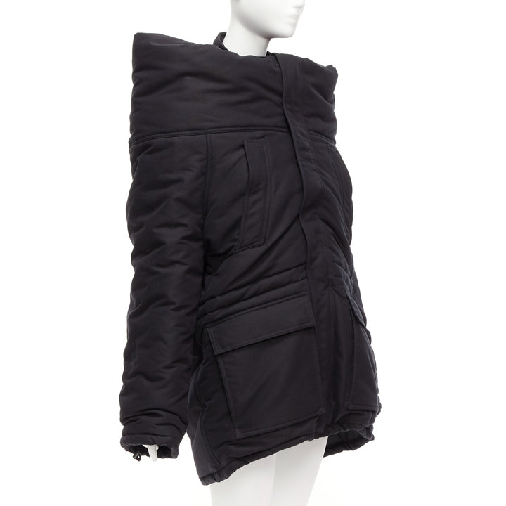 rare BALENCIAGA Demna 2021 Runway CB Parka black deconstructed jacket FR34 XS