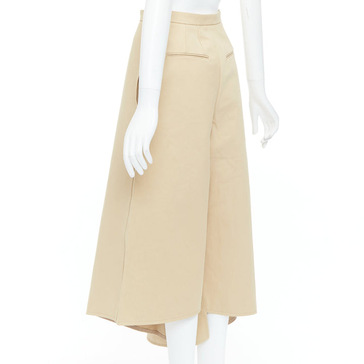 PORTS 1961 beige cotton asymmetric wide cropped culottes pants IT38 XS