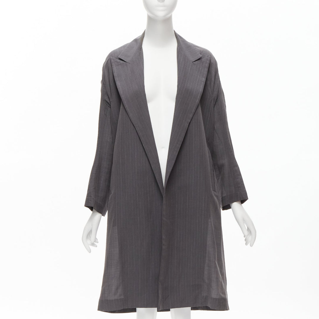 YOHJI YAMAMOTO grey notched peak lapel A-line wide cut coat JP1 S