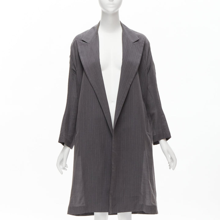 YOHJI YAMAMOTO grey notched peak lapel A-line wide cut coat JP1 S