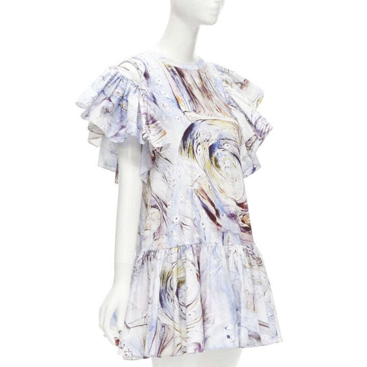ALEXANDER MCQUEEN 2021 William Blake Dante ruffle frill mini dress IT38 M