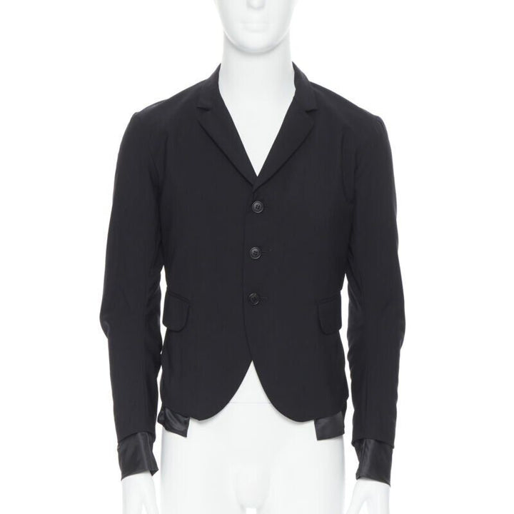 NEMETH Christopher Nemeth black wool exposed lining layered blazer jacket S
