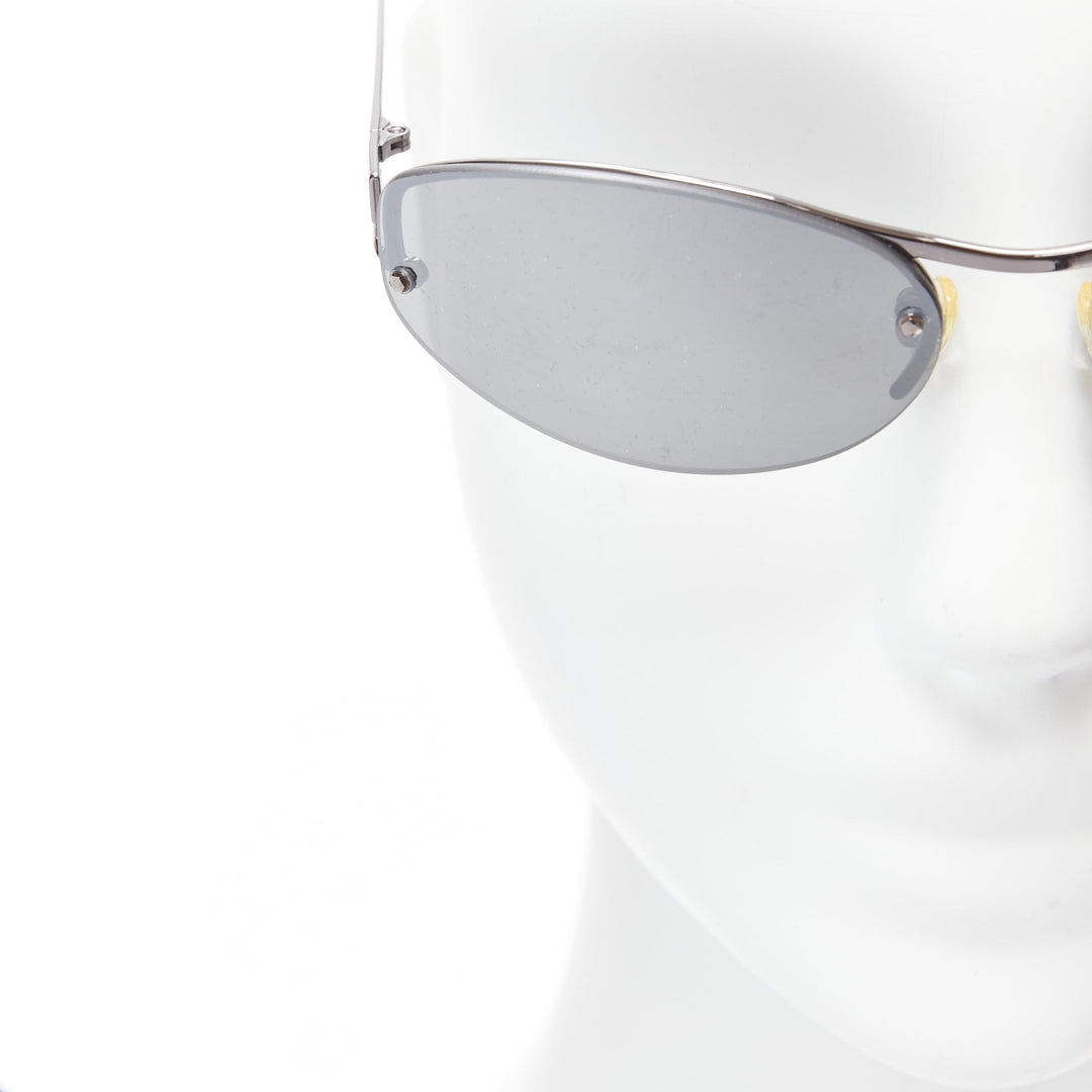 VERSACE N17 89M/247 Greca leg grey lens futuristic oval sunglasses